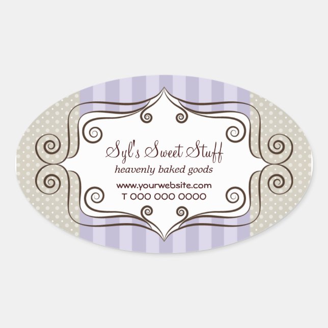 Adesivo Oval Lilac e Bolinhas doces (Frente)