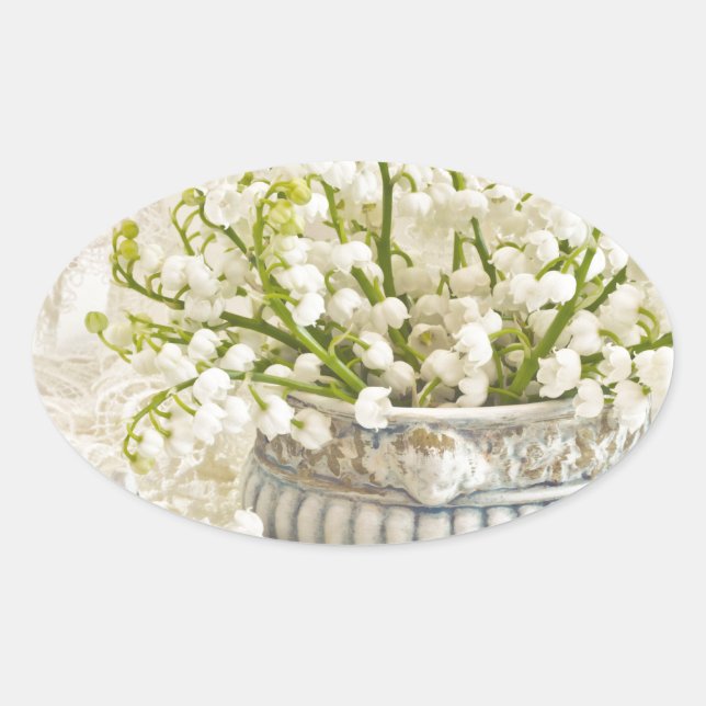 Adesivo Oval Lily Of The Valley (Frente)