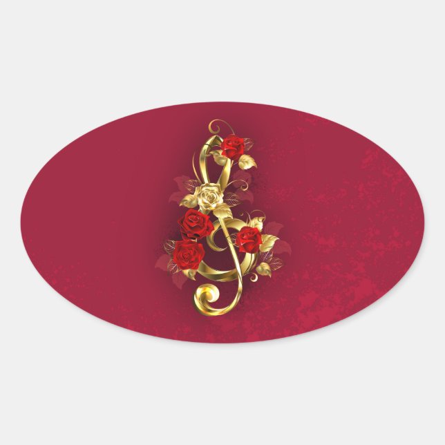 Adesivo Oval Limpeza de ouro com Flores Rosa (Frente)