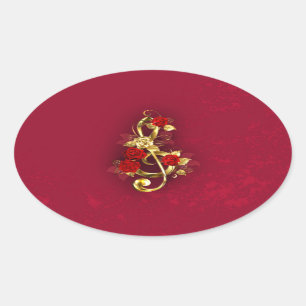 Adesivo Oval Limpeza de ouro com Flores Rosa
