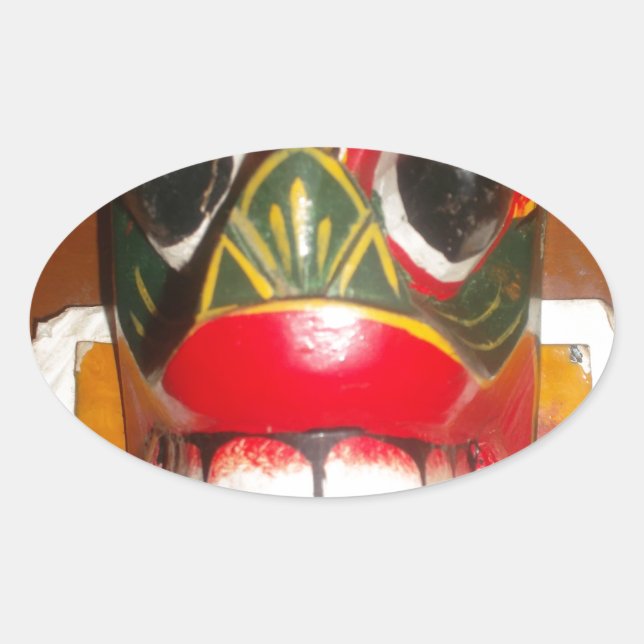 Adesivo Oval Linda Arte Tradicional de Bombeiros do Sri Lanka (Frente)