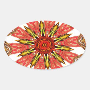 Adesivo Oval Linda e adorável padrão tradicional asiático