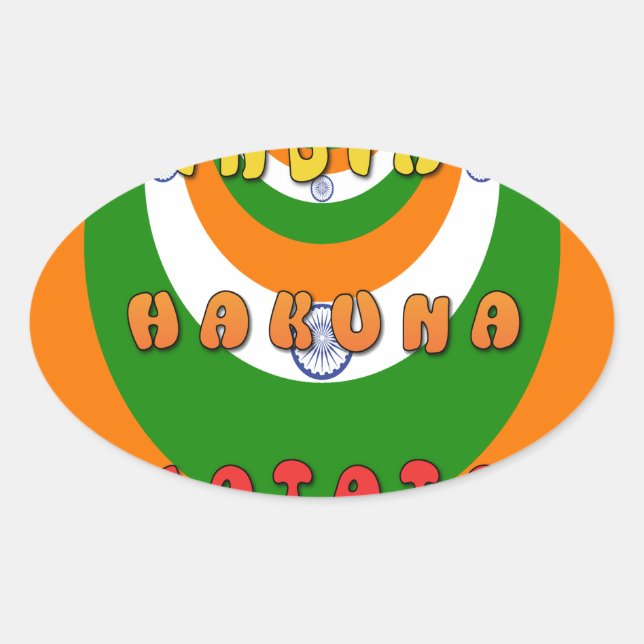 Adesivo Oval Linda Índia - Bandeira Nacional Cores Hakuna Matat (Frente)