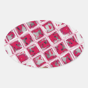 Adesivo Oval Linda Na moda Vermelha Imagem Espelhada