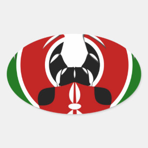 Adesivo Oval Linda Tapeçaria no Quênia: Borboleta da Bandeira M