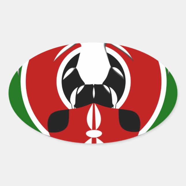 Adesivo Oval Linda Tapeçaria no Quênia: Borboleta da Bandeira M (Frente)