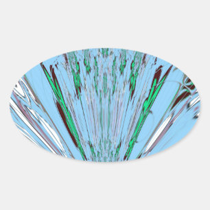 Adesivo Oval Lindo Azul Água Maravilhoso Motivo Floral Arte