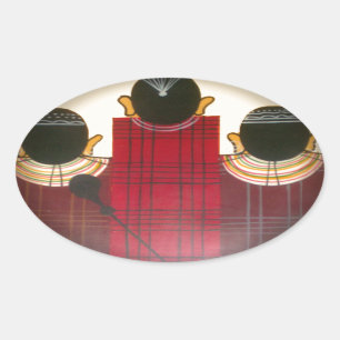 Adesivo Oval Lindos Ornamentos de Masai Tribais Étnicos African
