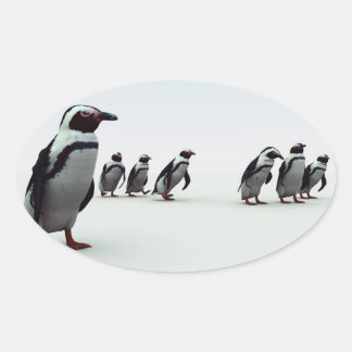 Adesivo Oval Linha Pinguin