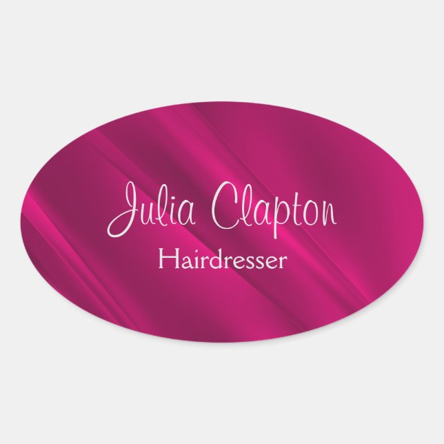 Adesivo Oval Linhas de diagonal de gradiente rosa (Frente)