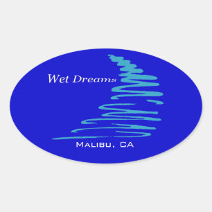 Adesivo Oval Linhas Esquerdas_Wet Dreams_Malibu, CA