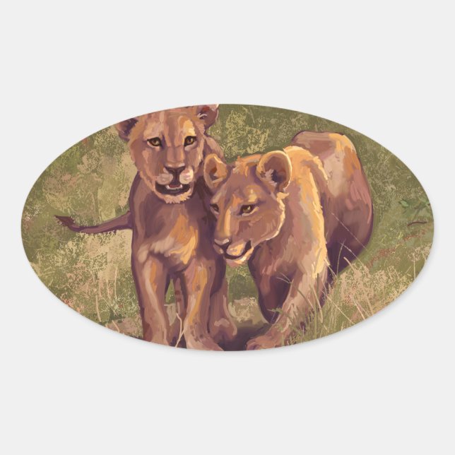 Adesivo Oval Lion Cubs (Frente)
