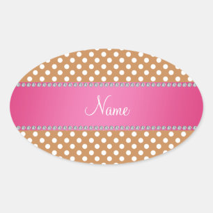 Adesivo Oval Listra cor-de-rosa personalizada das bolinhas