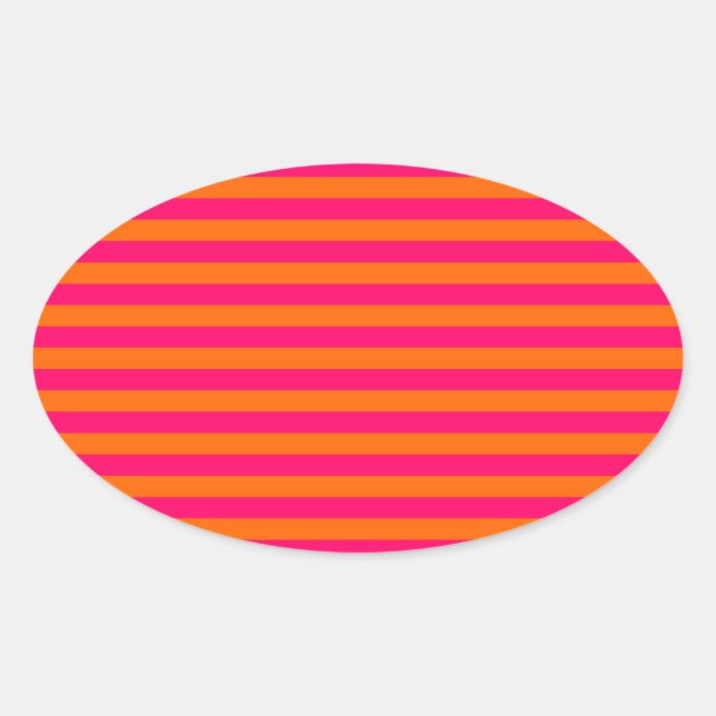 Adesivo Oval Listra Laranja e Fuchsia (Frente)