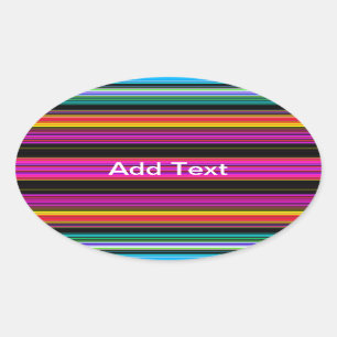 Adesivo Oval Listras coloridas finas - 2
