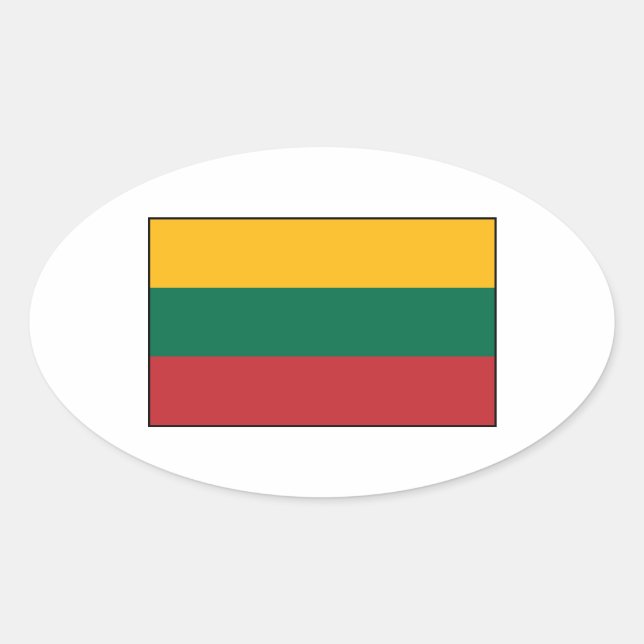 Adesivo Oval Lituânia - Bandeira lituana (Frente)