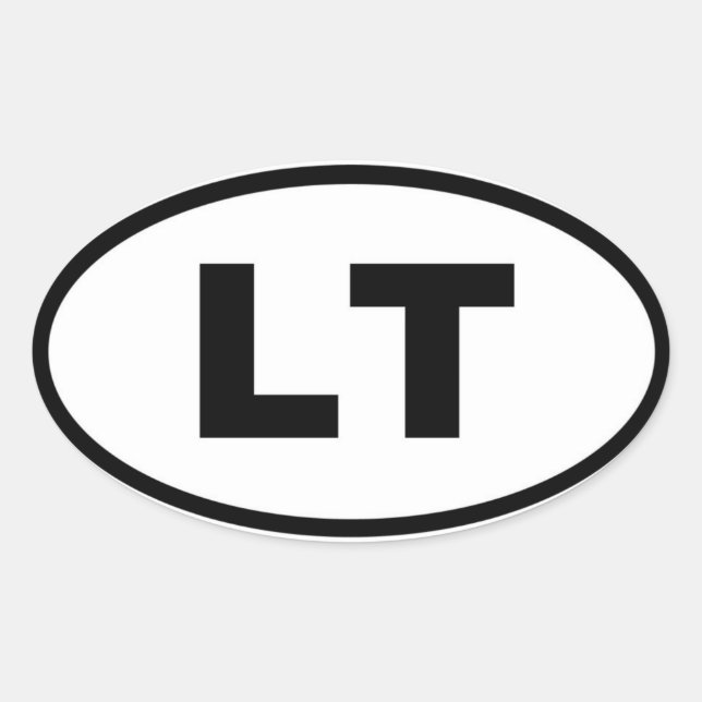 Adesivo Oval Lituânia - LT - Europeu (Frente)