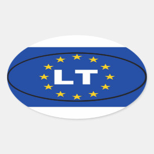 Adesivo Oval Lituânia LT União Europeia