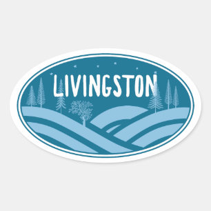 Adesivo Oval Livingston Montana ao Ar Livre
