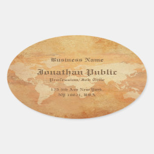 Adesivo Oval Livro Antigo parece um mapa mundial do profissiona