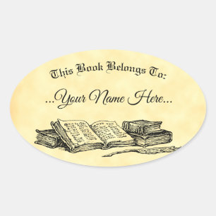 Adesivo Oval Livro Pertence A Livro Personalizado De Livros Vin