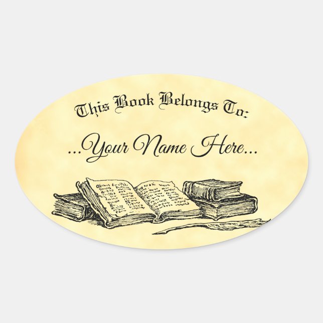 Adesivo Oval Livro Pertence A Livro Personalizado De Livros Vin (Frente)