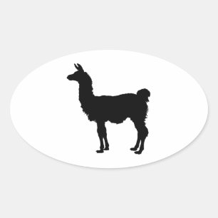 Adesivo Oval Llama silhouette Sticker
