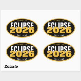 Adesivo Oval Localização de Observação do Eclipse de 2026 Perso