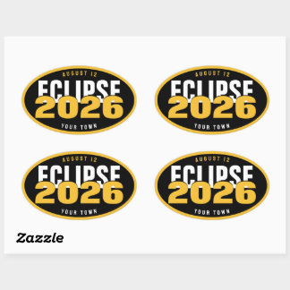 Adesivo Oval Localização de Observação do Eclipse de 2026 Perso