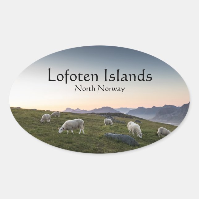 Adesivo Oval Lofoten Norway Sheep (Frente)