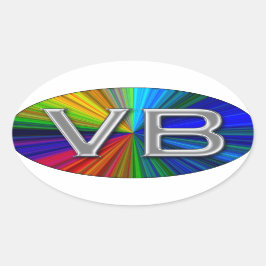 Adesivo Oval Logo Oval de cores psicodélicas da Virgínia VB