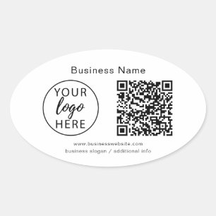 Adesivo Oval Logotipo Comercial Personalizado e Código QR