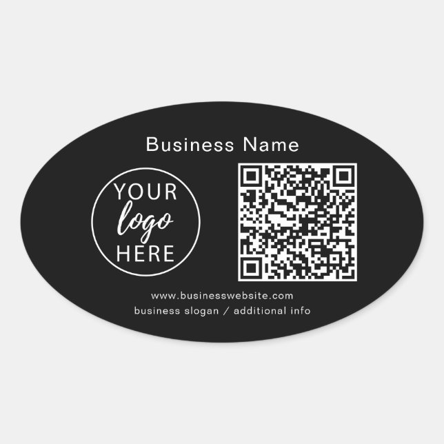 Adesivo Oval Logotipo Comercial Personalizado Simples e Código  (Frente)