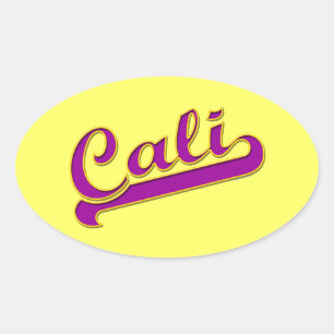 Adesivo Oval Logotipo da California Cali - Amarelo roxo