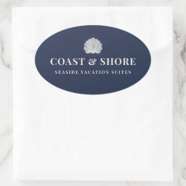 Adesivo Oval Logotipo da Marca de Conchas Marinhas Costeiras