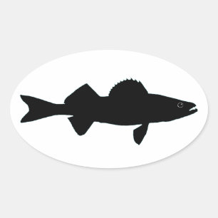Adesivo Oval Logotipo da Walleye preto e branco