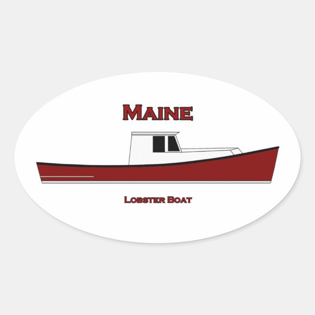 Adesivo Oval Logotipo de Boat de Lagosta Maine USA (Frente)