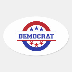 Adesivo Oval Logotipo de Selos Democratas Azul