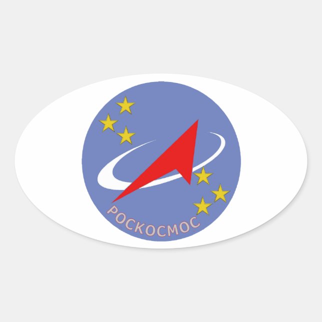Adesivo Oval Logotipo de Voo Roscosmos (Frente)