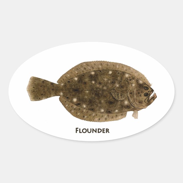 Adesivo Oval Logotipo do Flounder (Frente)