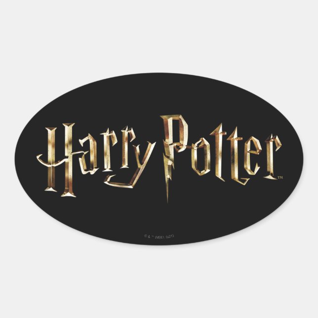 Adesivo Oval Logotipo dourado de Harry Potter (Frente)