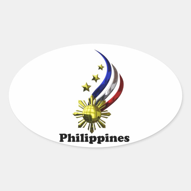 Adesivo Oval Logotipo filipino original. Mabuhay Pilipinas! (Frente)