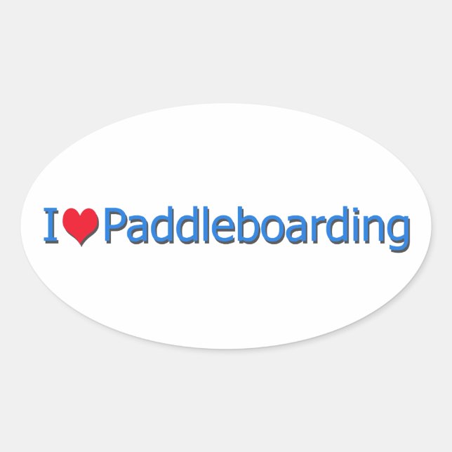Adesivo Oval Logotipo "I Heart Paddleboard" (Frente)