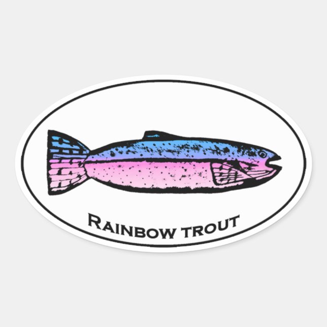 Adesivo Oval Logotipo Oval do Rainbow Trout (Frente)