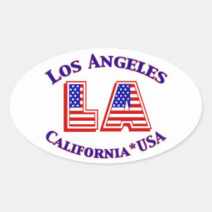 Adesivo Oval Logotipo oval patriótico de Los Angeles EUA