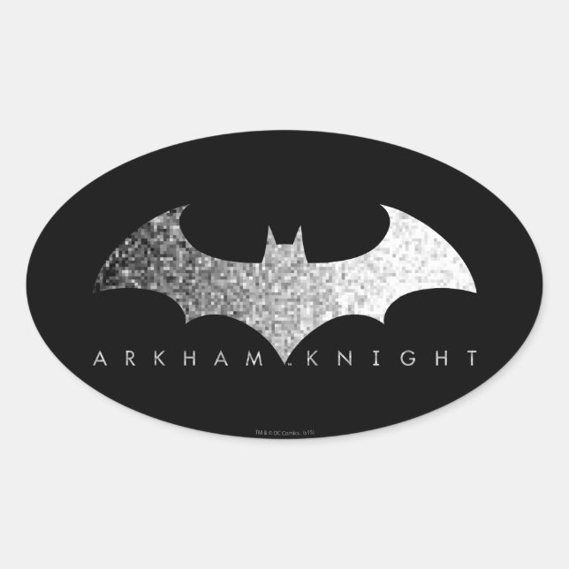 Adesivo Oval Logotipo Pixel do Cavaleiro do Batman Arkham (Frente)