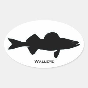 Adesivo Oval Logotipo preto e branco dos Walleye