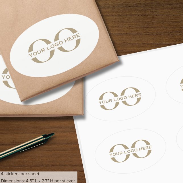 Adesivo Oval Logotipo simples da empresa (Criador carregado)