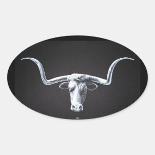 Adesivo Oval Longhorn on Black