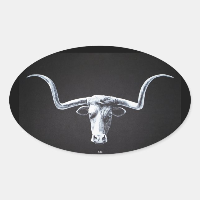 Adesivo Oval Longhorn on Black (Frente)